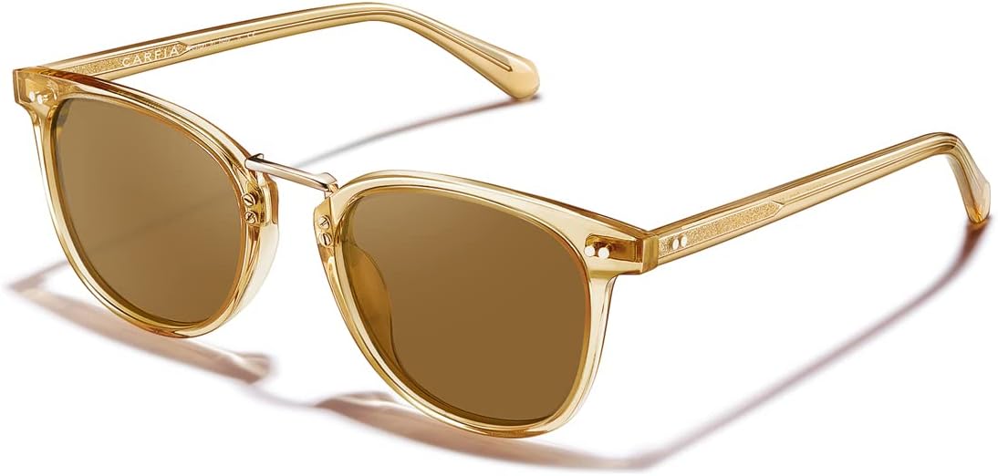 

Солнцезащитные очки CARFIA из ацетата с поляризацией для женщин, защита от УФ-излучения, ретро-стиль, металлическая перемычка, модные солнцезащитные очки для женщин, 2. Champagne Frame Brown Lens