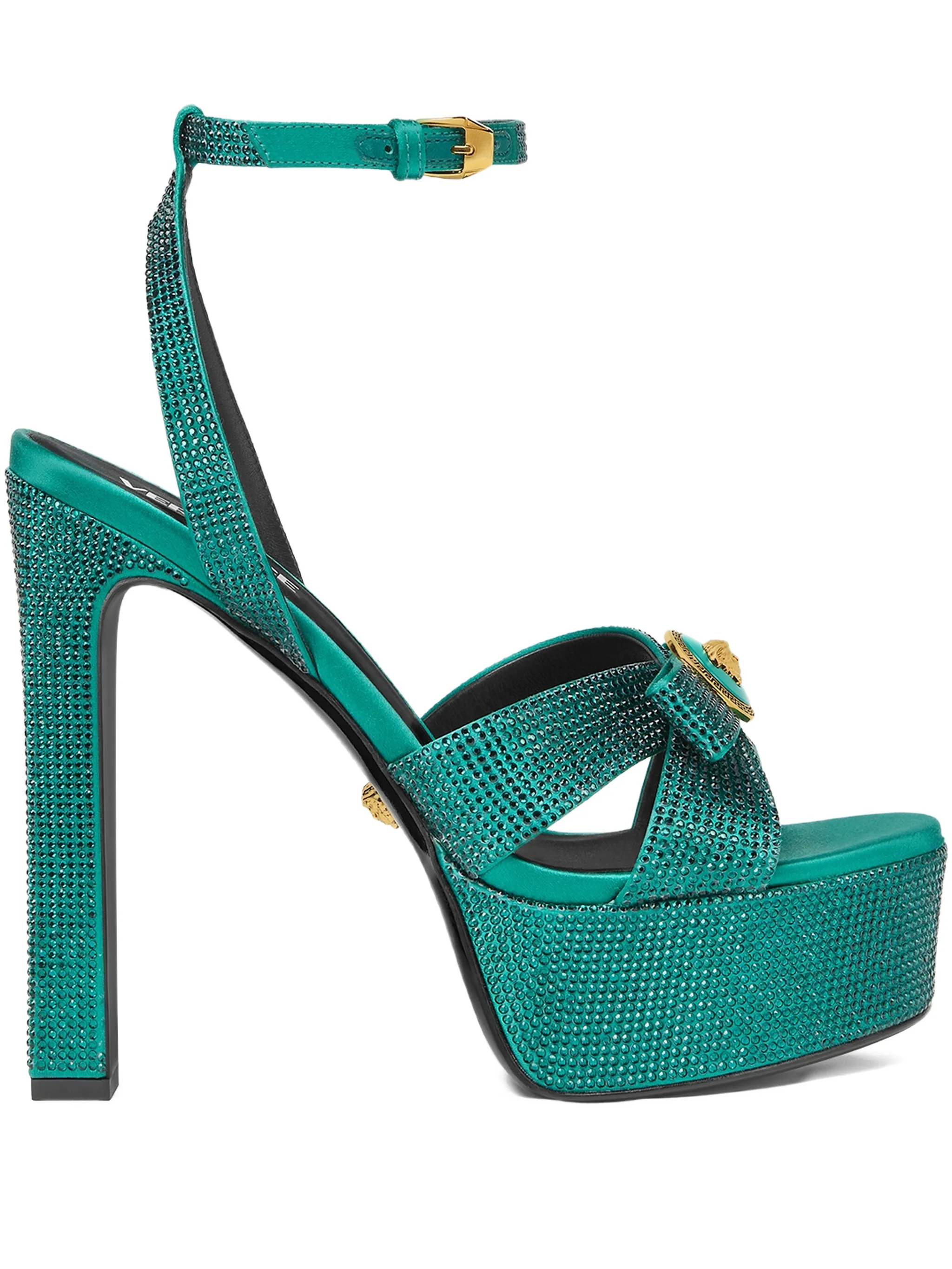 Босоножки с декором medusa Versace, зеленый