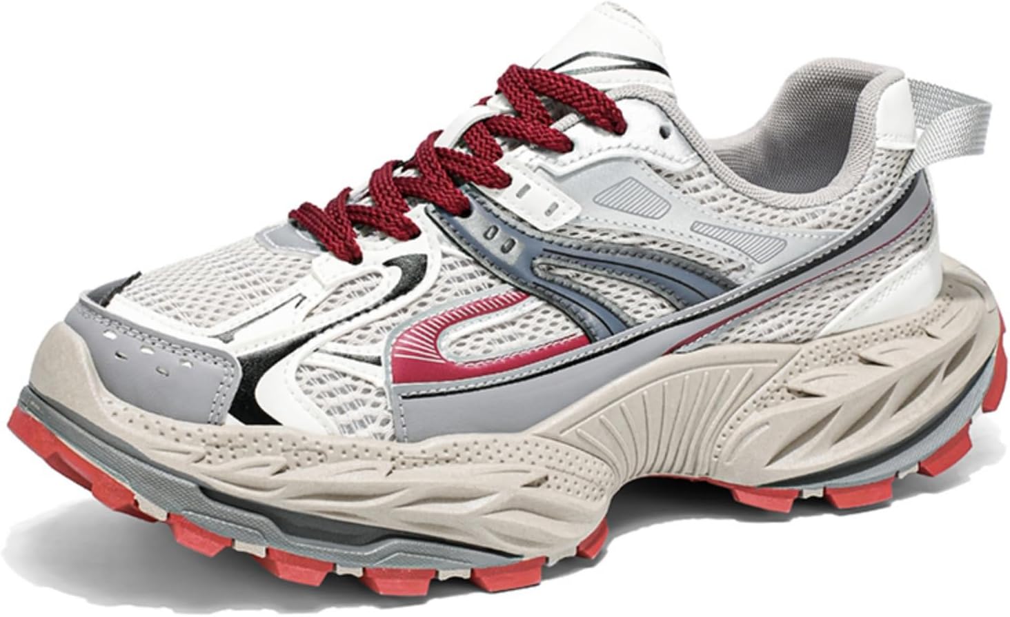 

Мужские модные массивные кроссовки на платформе, шнуровка, повседневные, нескользящие, подходят для прогулок, вождения, работы и ежедневного использования Aokisx, красный