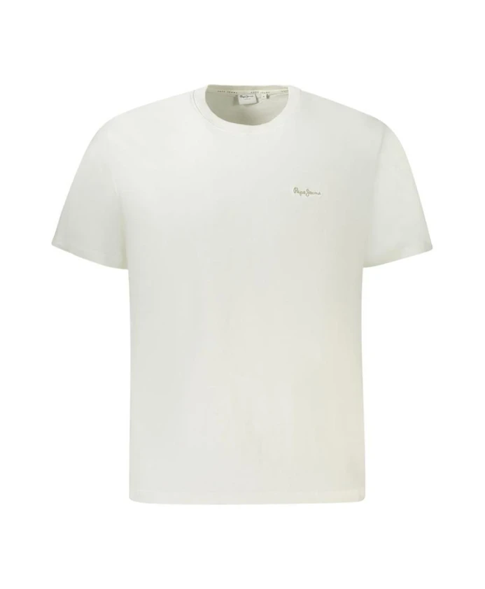 

Белая хлопковая футболка, классический стиль. Pepe Jeans, белый