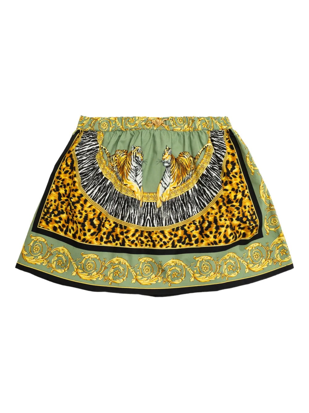 Юбка с тигровым принтом Versace Kids, зеленый