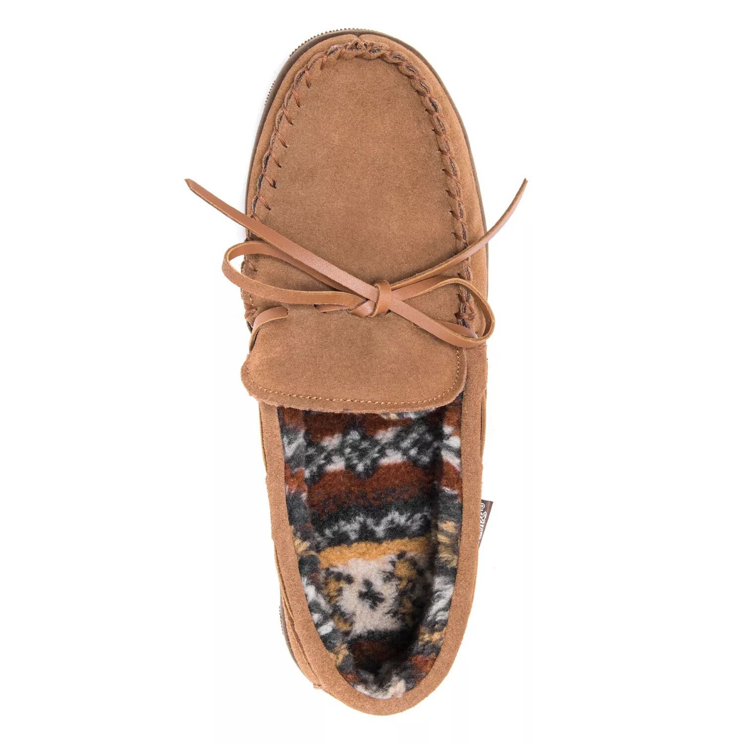 MUK LUKS Кожаные мужские флисовые тапочки-мокасины в берберском стиле — фото 3
