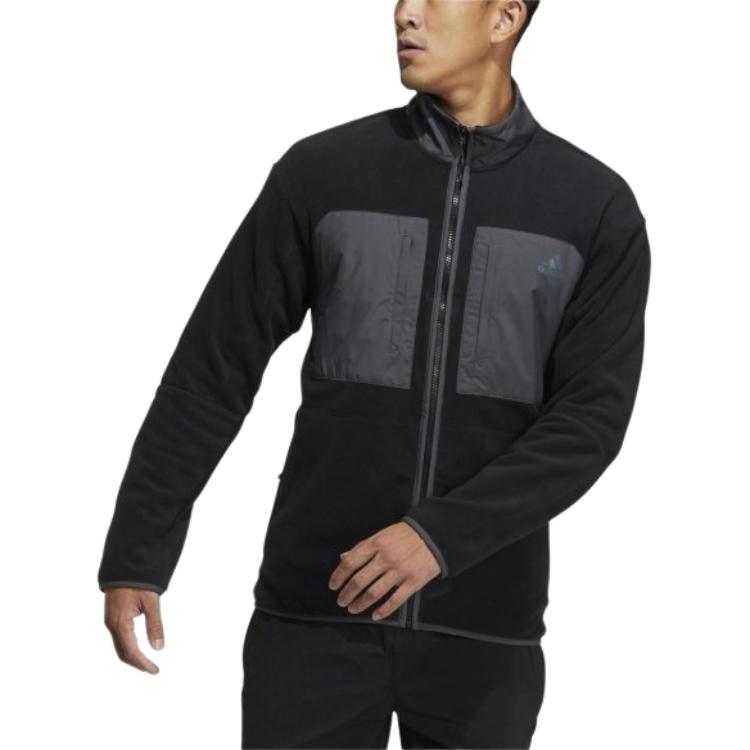 Adidas Куртка мужская черная с бархатистой текстурой, Black — фото 3
