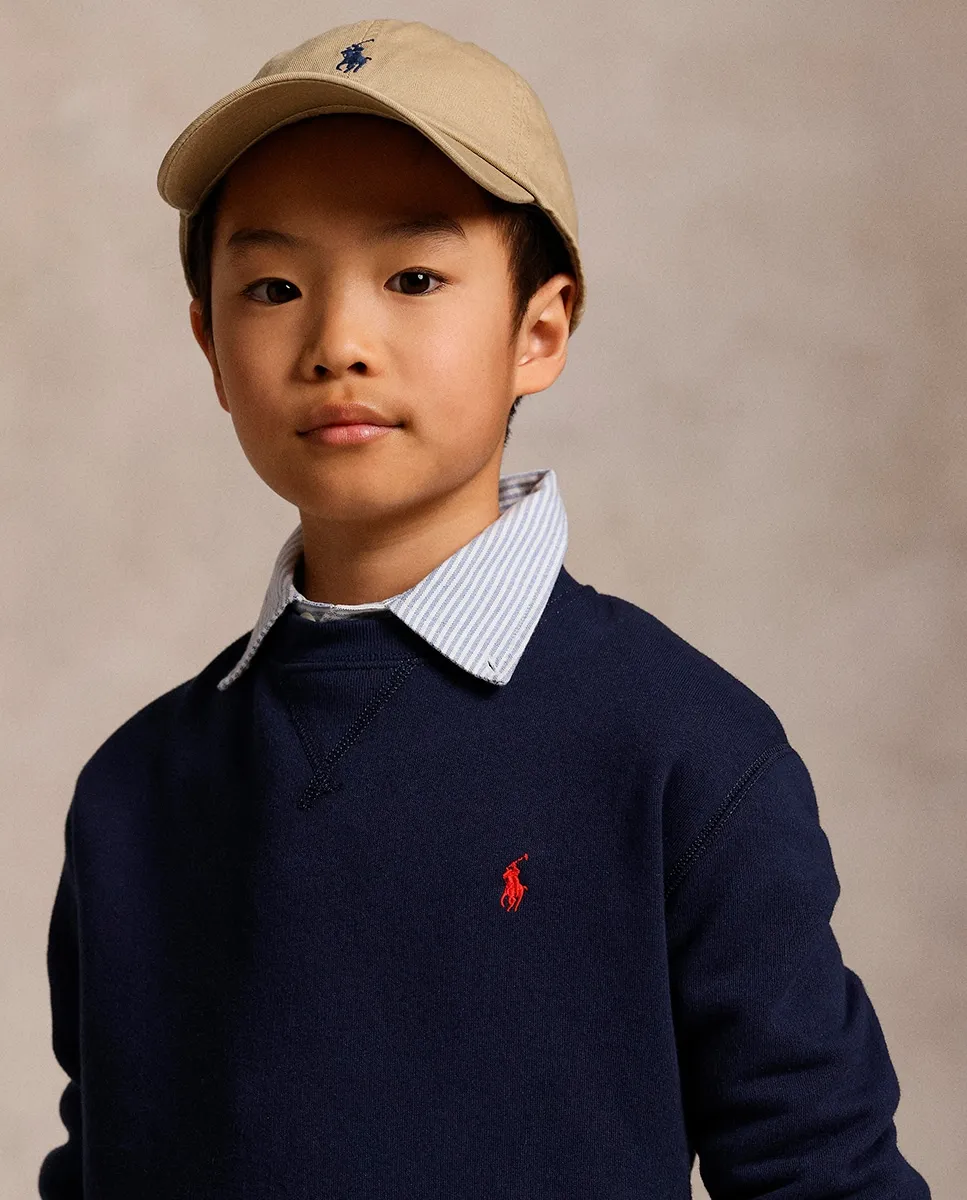 Унисекс толстовка из флиса с круглым вырезом Polo Ralph Lauren, темно-синий — фото 4