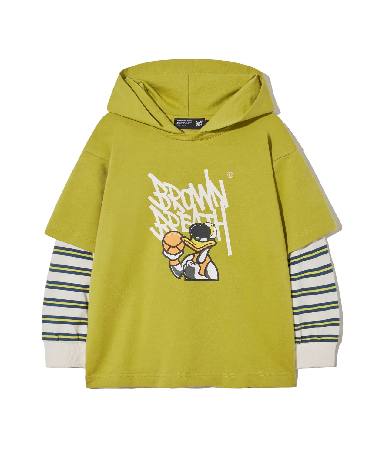 Детское худи с эффектом многослойности лаймовое от Brownbreath Kids — фото 2