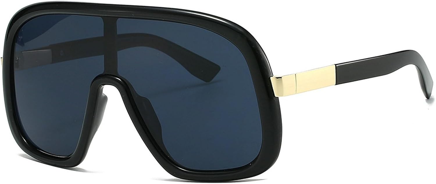 

Уникальные цельные солнцезащитные очки-щиток большого квадратного размера для женщин, модные плоские очки для вождения с защитой от УФ-излучения UV400 для мужчин, винтажные большие солнцезащитные очки mincl, Black