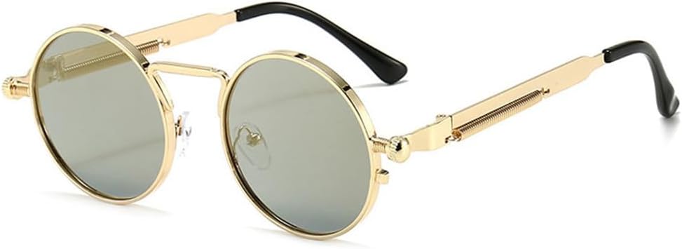 

Классические панк-солнцезащитные очки для женщин, зеркальные круглые металлические солнцезащитные очки с антибликовым покрытием, винтажные мужские очки для вождения, защита от УФ-излучения UV400 KTUCN, 9