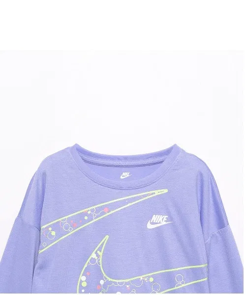 Детская футболка с длинным рукавом NIKE с логотипом серого цвета — фото 2