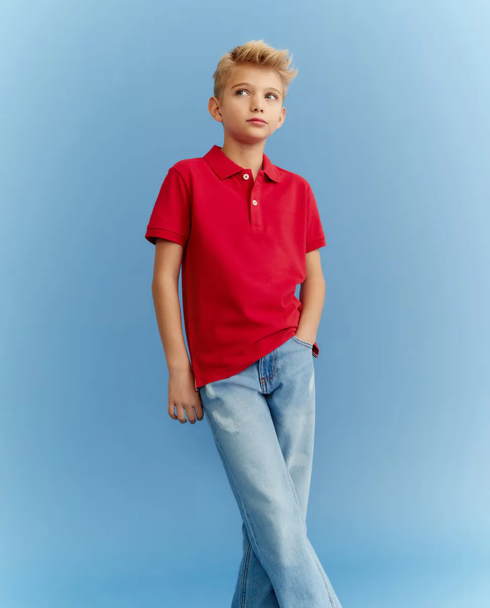 

Базовая рубашка-поло с короткими рукавами для мальчика Kids El Corte Inglés, красный