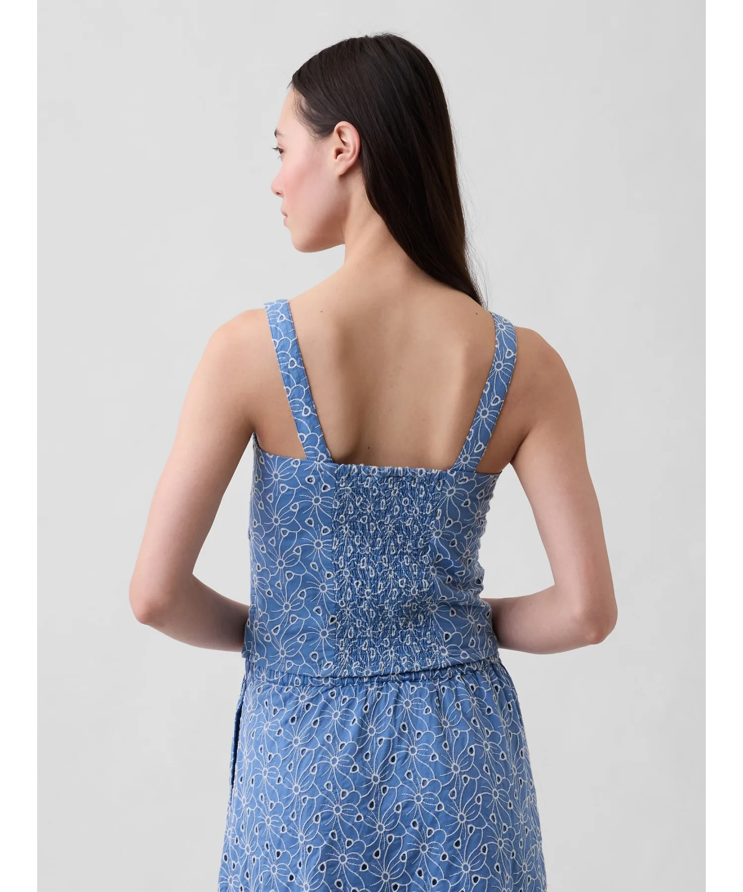 Женский топ-бикини с ажурной вышивкой GAP Ailet Cropped Bustier синий — фото 4