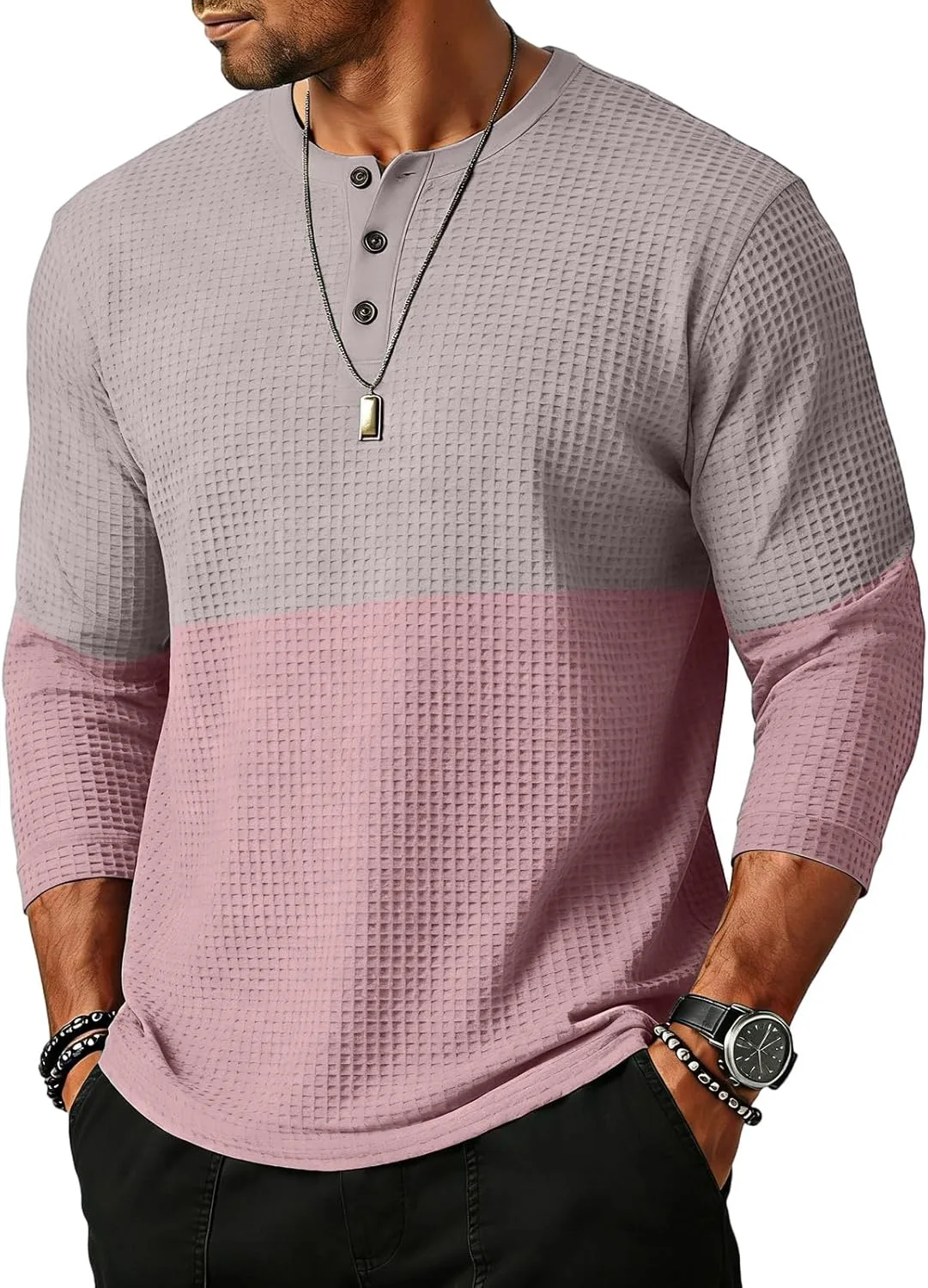 

WENKOMG1 мужская бейсболка с вафельной вязкой и рукавом 3/4