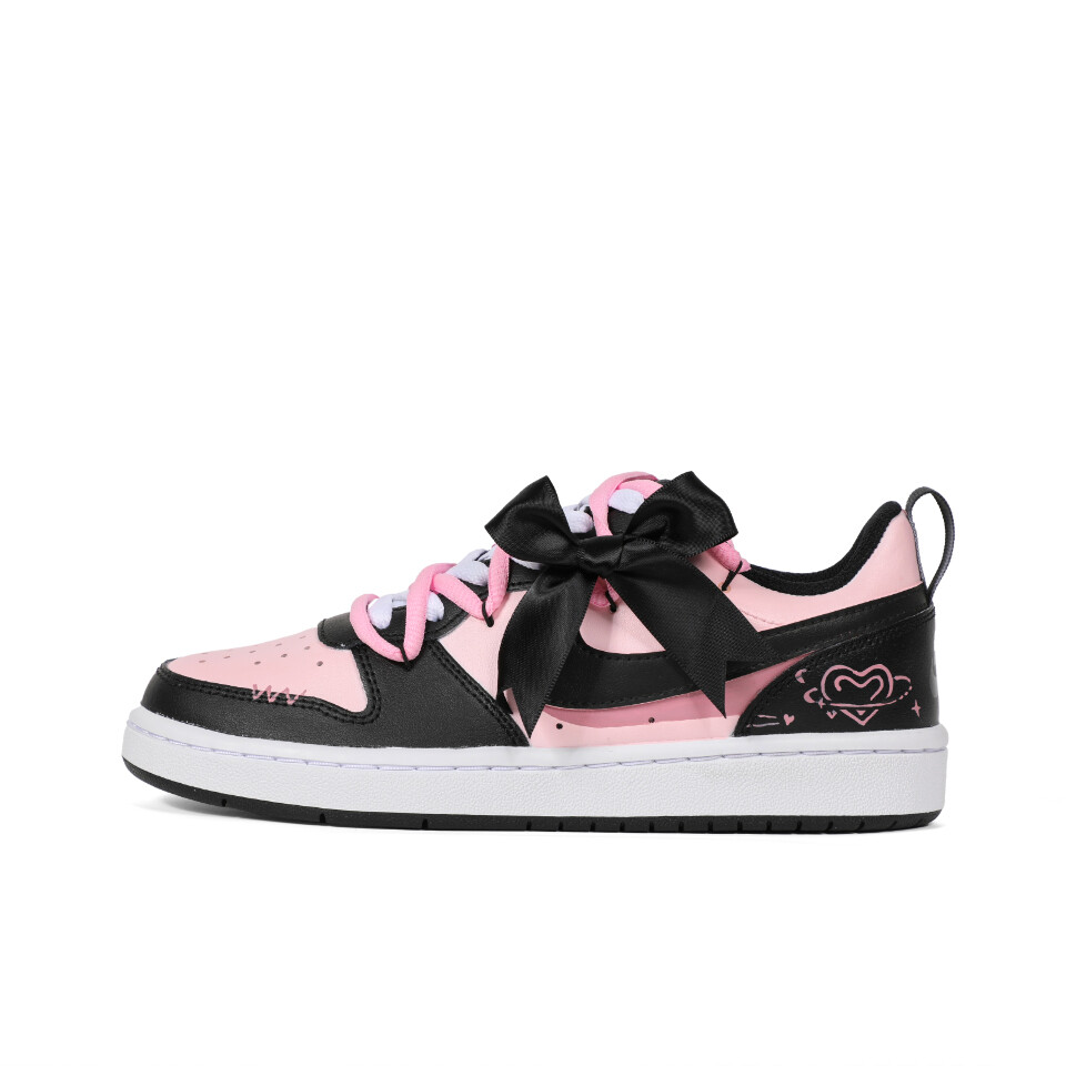

Кроссовки Nike Court Borough Skateboard Shoes Women's Low-Top Black Pink, Черный, Кроссовки Nike Court Borough Skateboard Shoes Women's Low-Top Black Pink