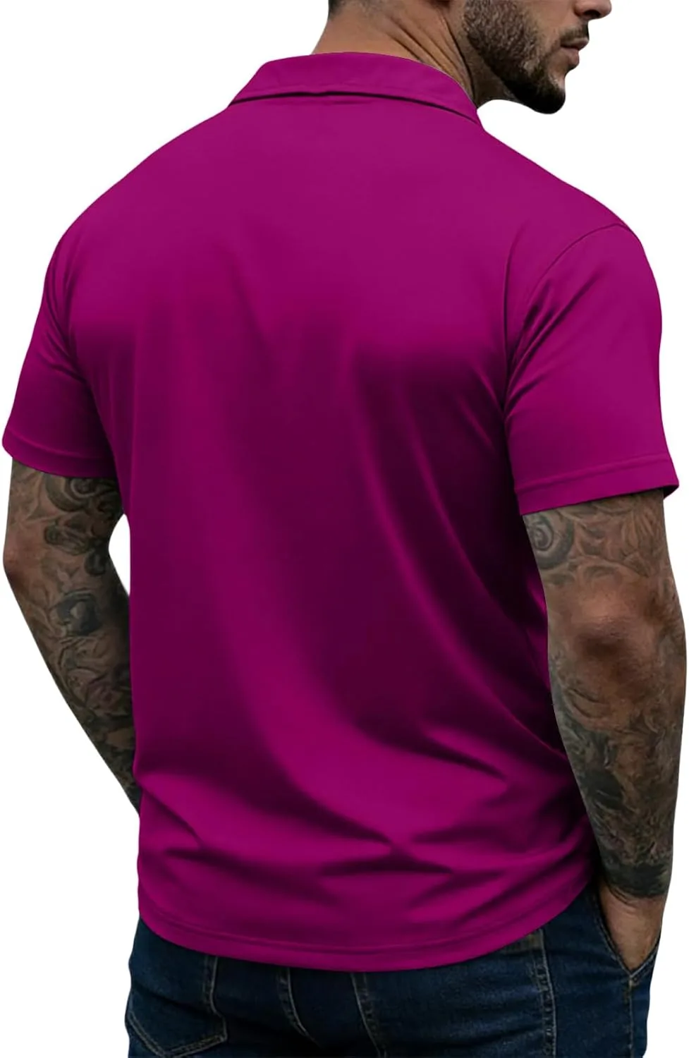 Мужская поло для гольфа с коротким рукавом и молнией на четверть, Slim Fit — фото 2
