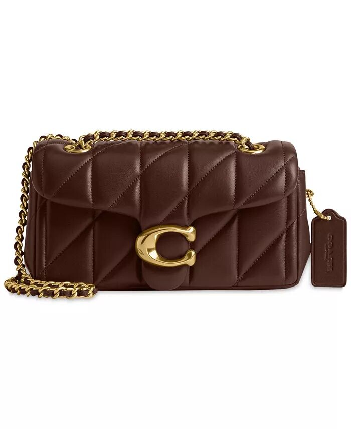 

Стеганая кожаная сумка через плечо Tabby 20 с цепочкой Coach, коричневый