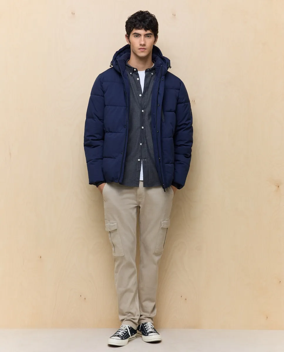 

Мужской пуховик с капюшоном, водоотталкивающий Easy Wear, темно-синий