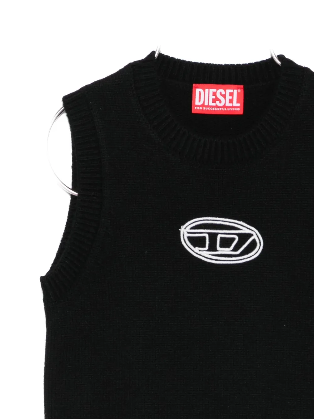 Жилет с вышитым логотипом Diesel Kids, черный — фото 3