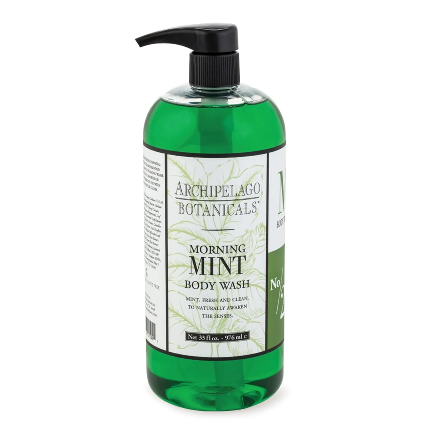 Гель для душа Archipelago Botanicals Morning Mint, увлажняющий гель для тела для сухой и чувствительной кожи, бодрящий гель для душа, без парабенов, фталатов и ГМО (955 мл) 976 мл