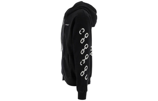 Толстовка Men's OFF-WHITE FW22 Chain Logo Printing Zipper Loose Fit Autumn Black, черный — фото 3