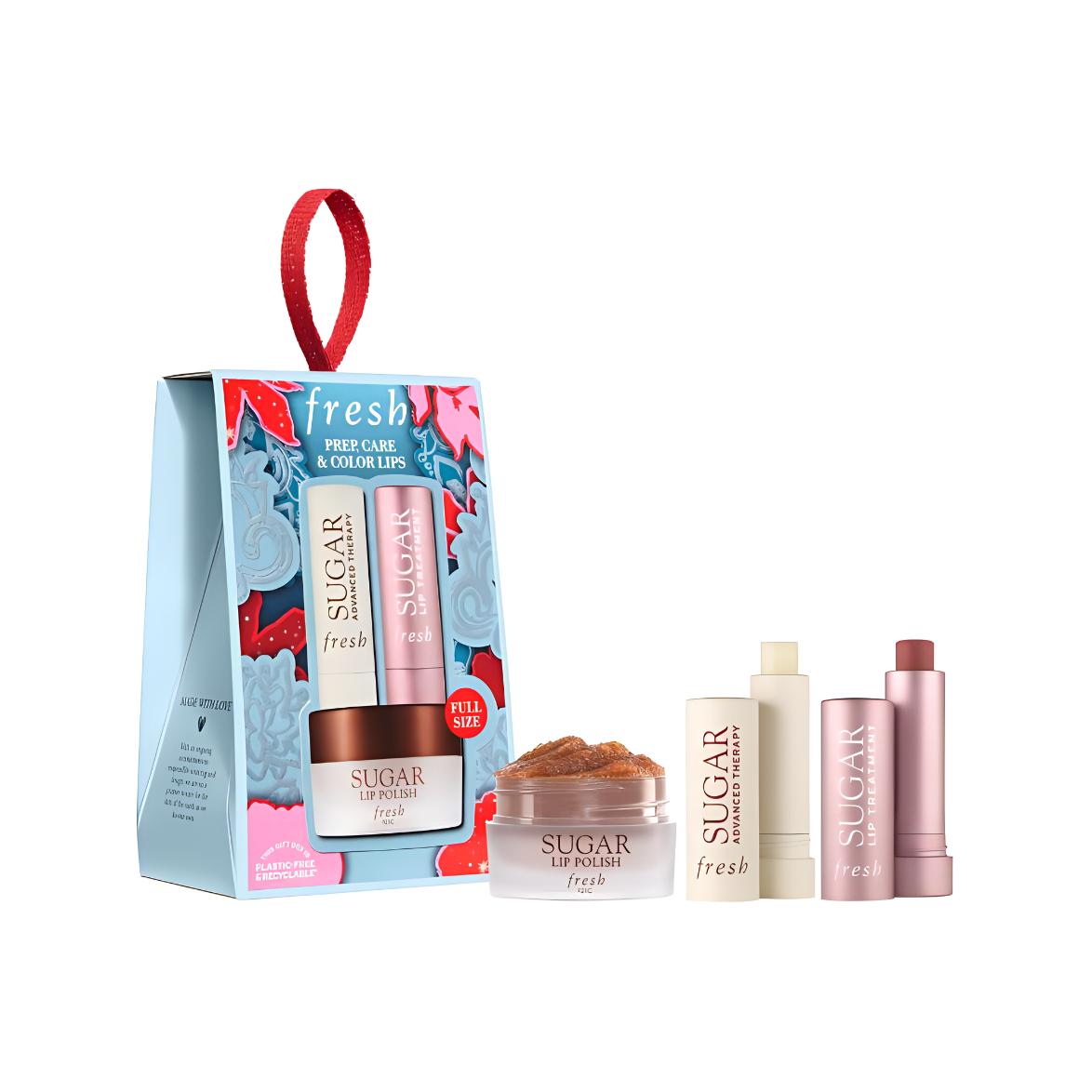 

Fresh Рождественский ограниченный набор Clarified Sugar Repairing Scrub Cream по уходу за кожей увлажняющее очищение 2.2g+2.2g+10g