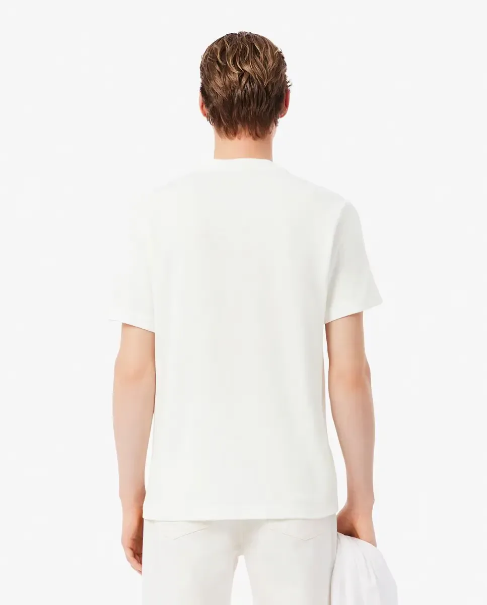 Футболка мужская Lacoste хлопок/лён, короткий рукав, белый — фото 2