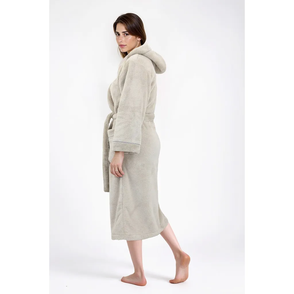 

Домашний унисекс-халат my home Lillou, идеальный для сауны и СПА, гостиничный халат, утренний халат, 1 шт., уютный мягкий флис, плюш, для женщин и мужчин, размеры XS-3XL My Home, песочный