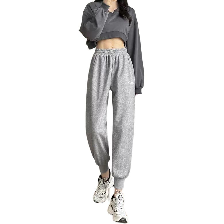 

Женские трикотажные спортивные брюки LiNing, цвет серый меланж