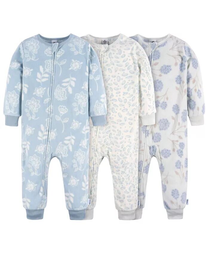 

Флисовые пижамы без ног для маленьких девочек, 3 шт Gerber, синий