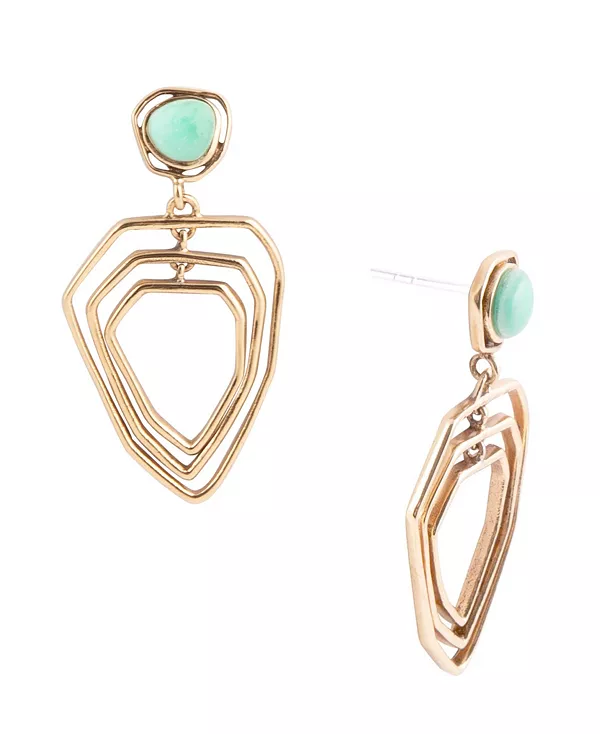 

Серьги-Капельки из настоящего хризопраза, золотистой бронзы и абстрактных камней Barse, green