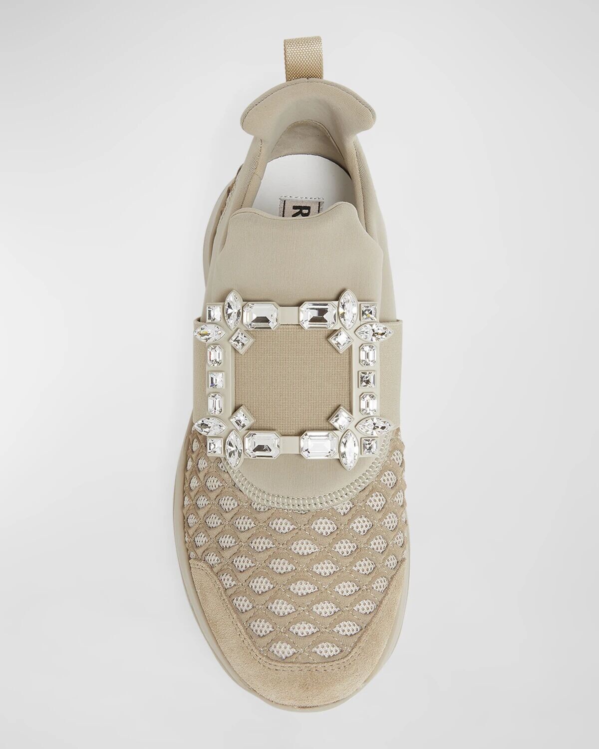 Массивные кроссовки с пряжкой и стразами Viv Run Roger Vivier, цвет Beige — фото 4