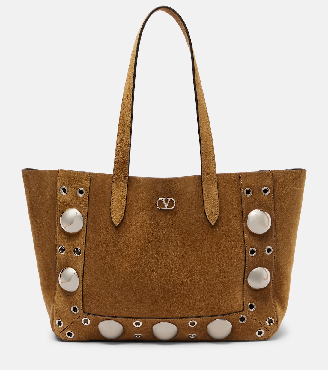 

Средняя замшевая сумка-тоут Nellcôte Valentino Garavani, Havana Beige