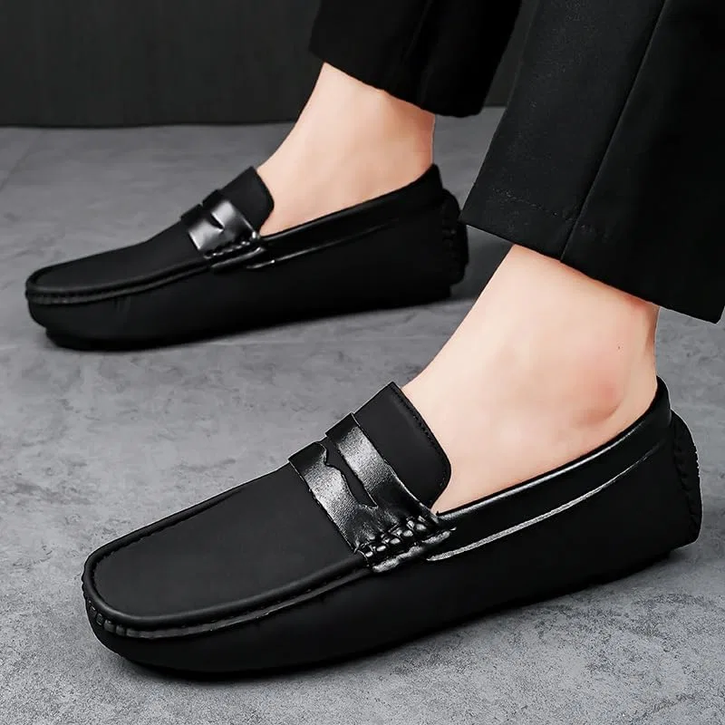 Лоферы мужские, кожа PU, Square Toe, Black PUGHGAETZF — фото 4