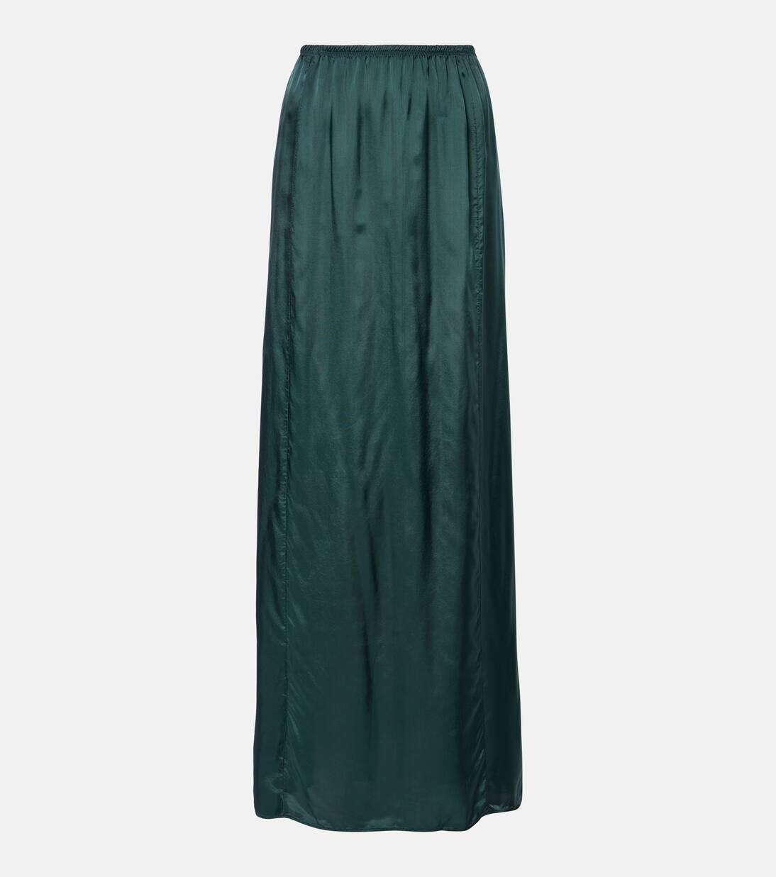 

Юбка макси из атласа Mm6 Maison Margiela, зеленый
