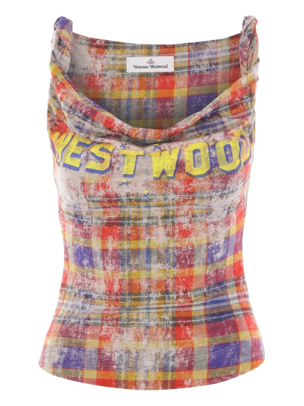 

Клетчатый топ с воротником-хомутом Vivienne Westwood, оранжевый