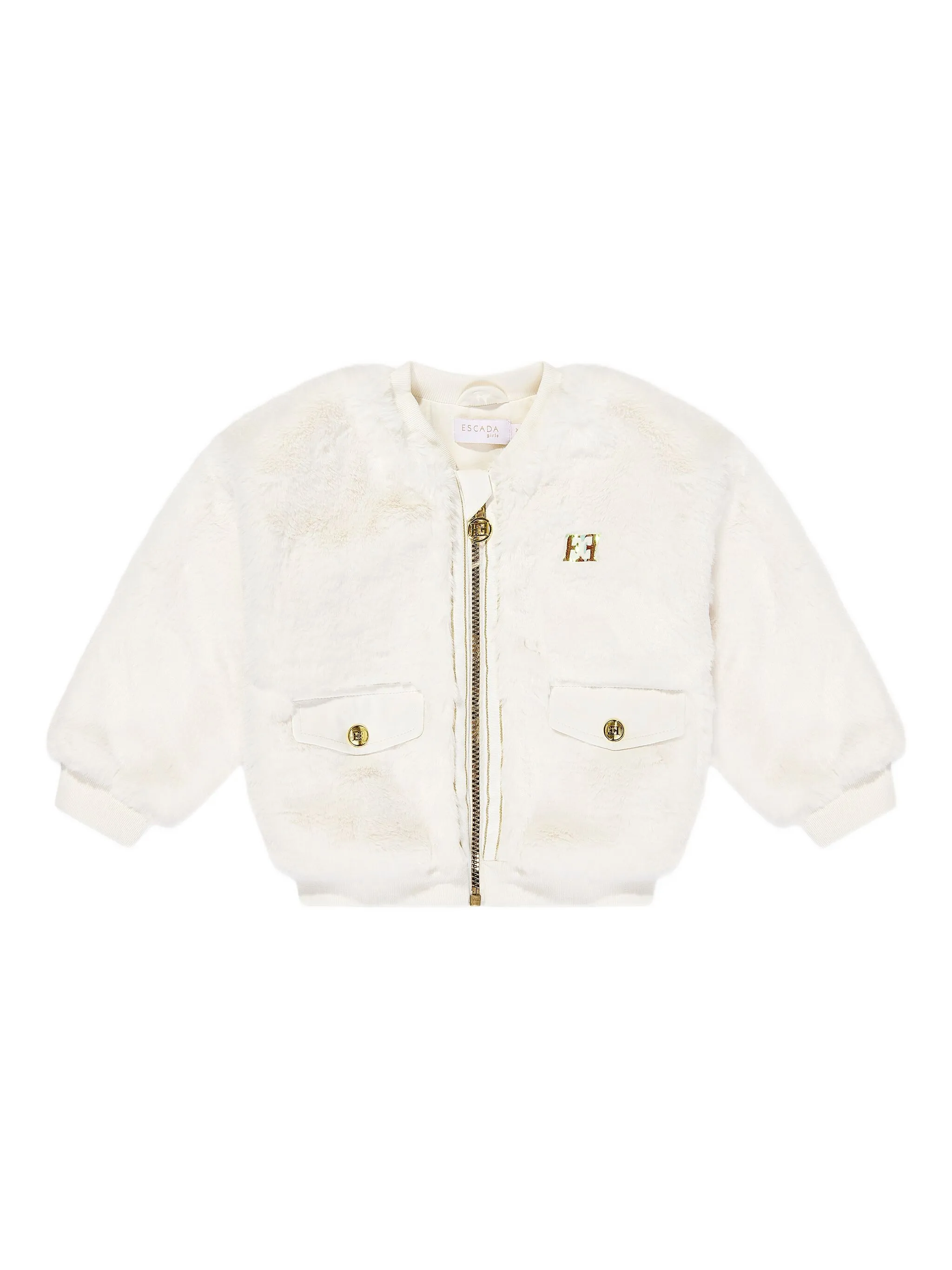 

Шуба из искусственного меха с логотипом Escada Kids, белый