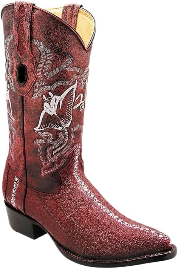 

Мужские ковбойские сапоги Western J-Toe из натуральной кожи с экзотическим рисунком ската Rowstone - Бордовые Generic