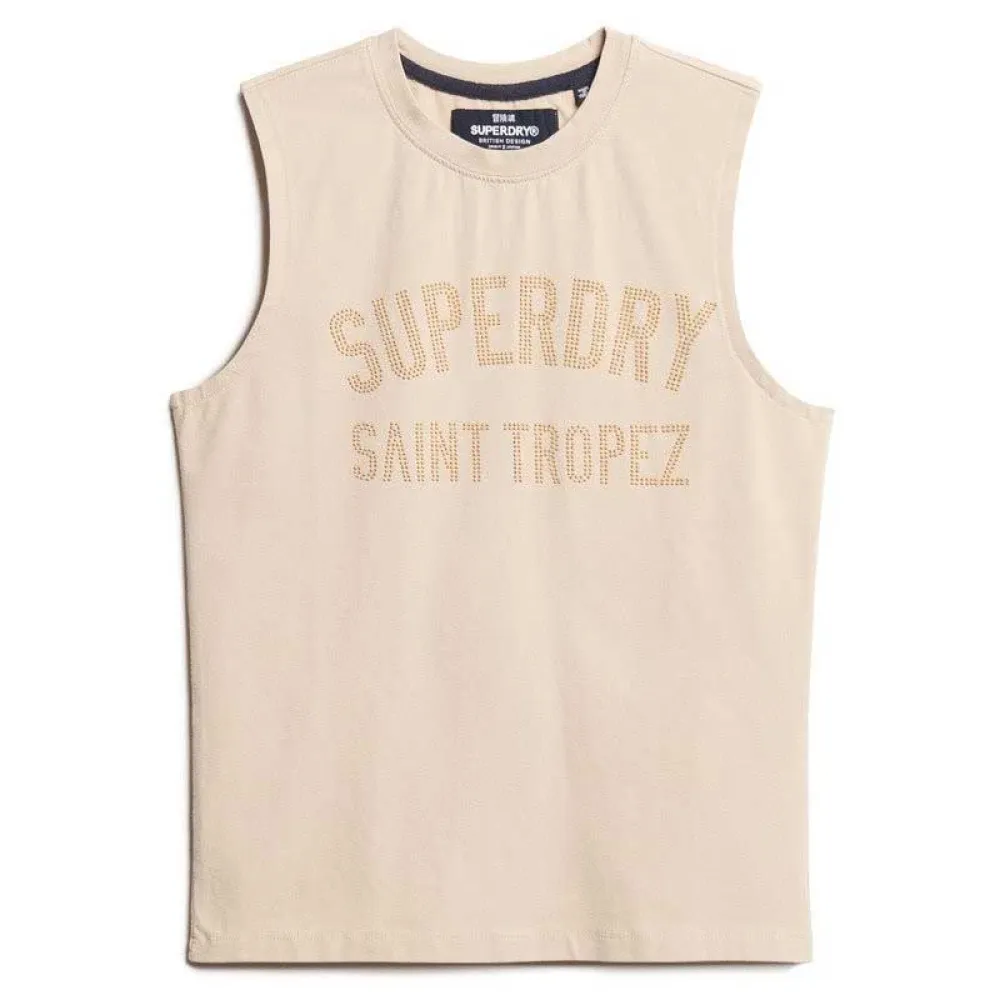 

Футболка без рукавов Superdry Sport Luxe Fitted, бежевый
