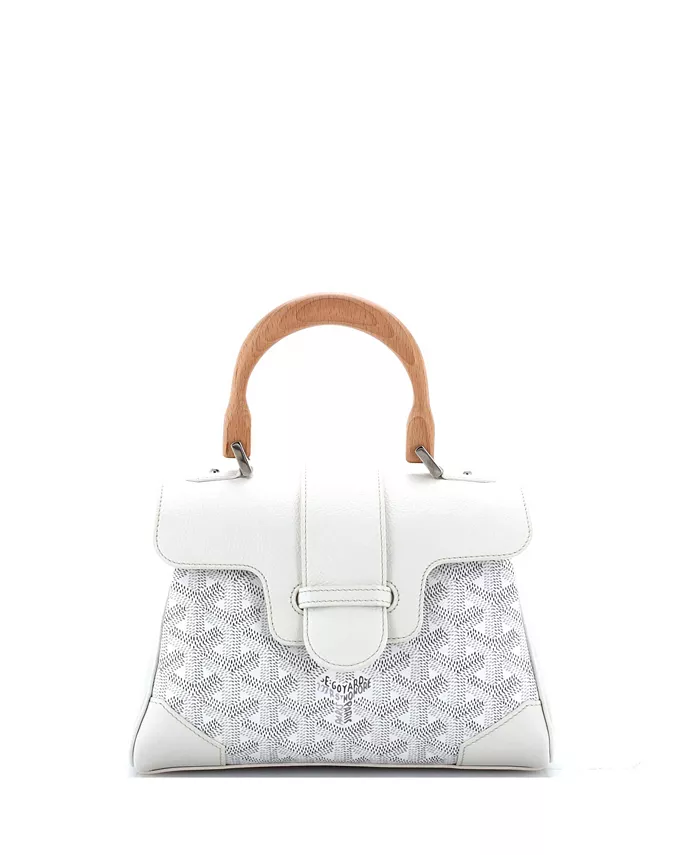 

Мини-сумка Saigon с верхней ручкой, покрытая холстом с кожей Pre-Owned Goyard, белый