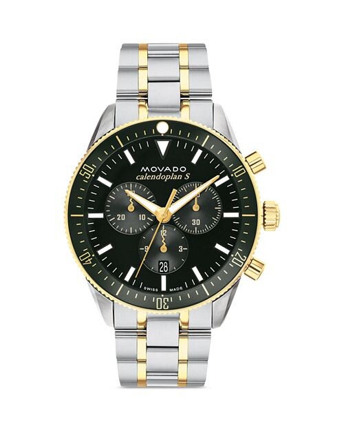 

Calendoplan S, двухцветный хронограф из нержавеющей стали, 42 мм Movado, цвет Black