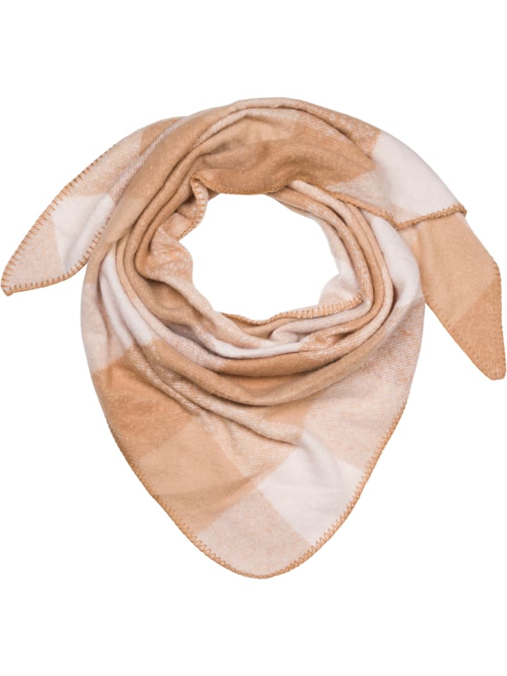 

Клетчатый треугольный шарф светло-коричнево-бежевого цвета styleBREAKER