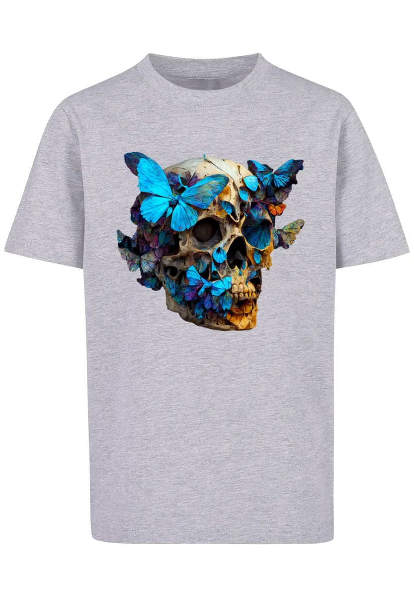 

F4NT4STIC Футболка "Butterfly Skull TEE UNISEX", принт, серый