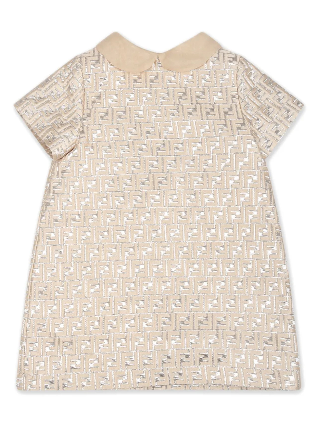 

Расклешенное платье с жаккардовым узором FF Fendi Kids, нейтральный