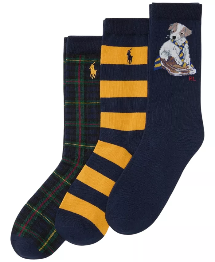 

Набор из 3 пар носков для мальчиков с принтом собачек Polo Ralph Lauren, мультиколор