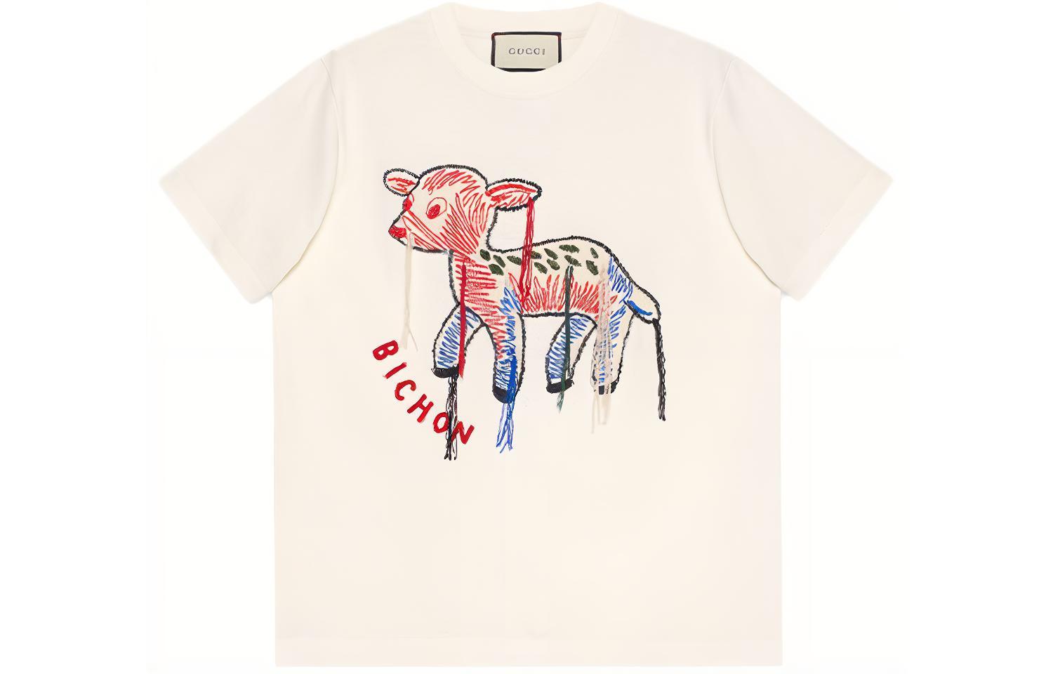 

Обычная женская футболка цвета экрю GUCCI, Ecru