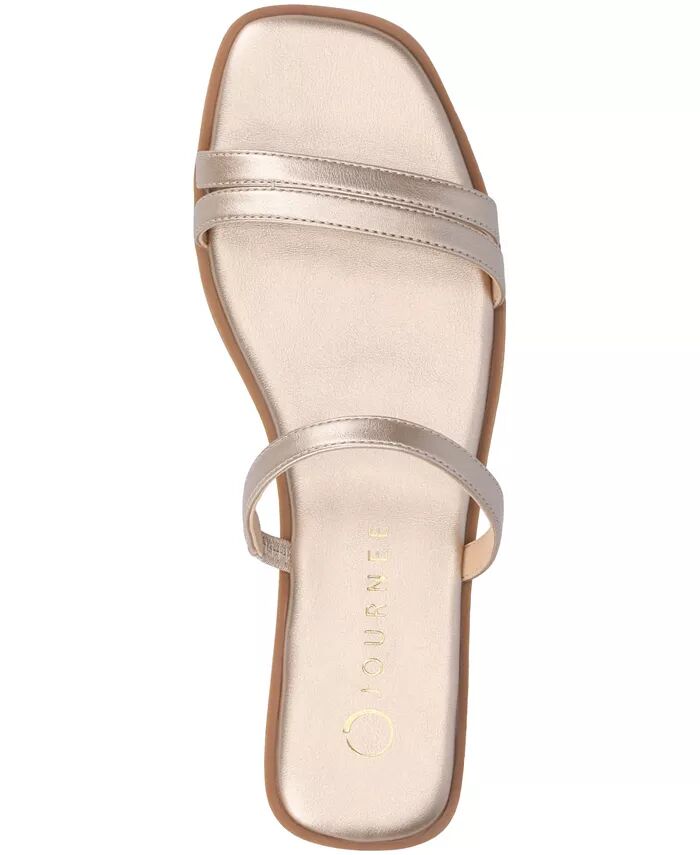 Женские сандалии Brisa Multi Strap Slip On Flat Journee Collection, коричневый/бежевый — фото 4