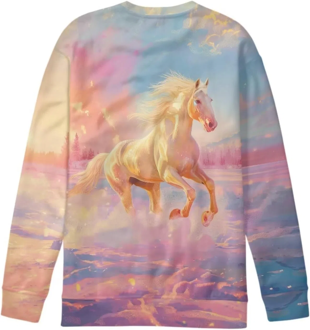 Свитшот детский с принтом ZPINXIGN, лошадь и радуга, цвет Horse Rainbow 2 — фото 4