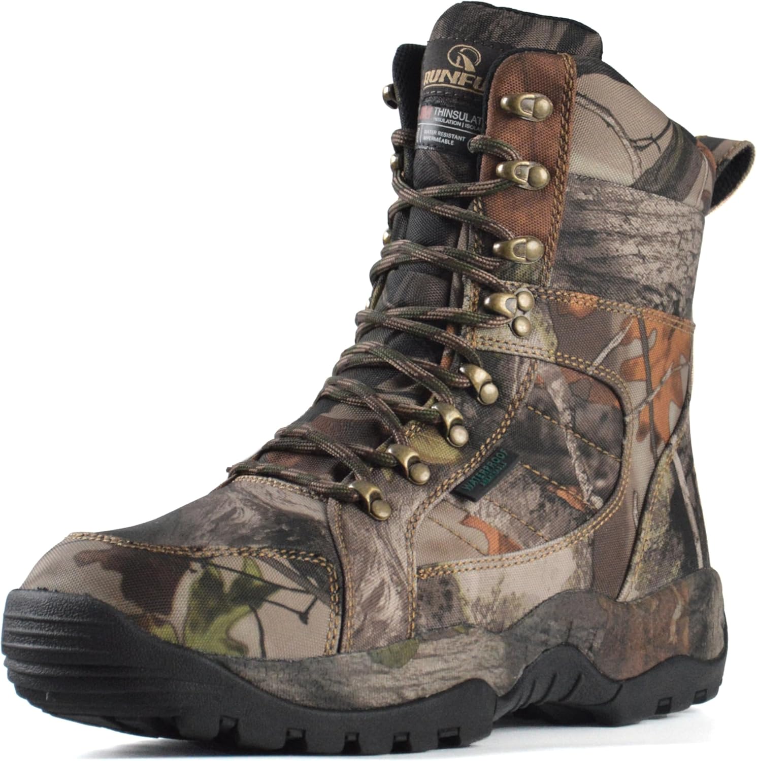 

Мужские водонепроницаемые легкие охотничьи ботинки 8 с камуфляжной отделкой, утепленные ботинки для походов, 200 г Thinsulate R Runfun, коричневый