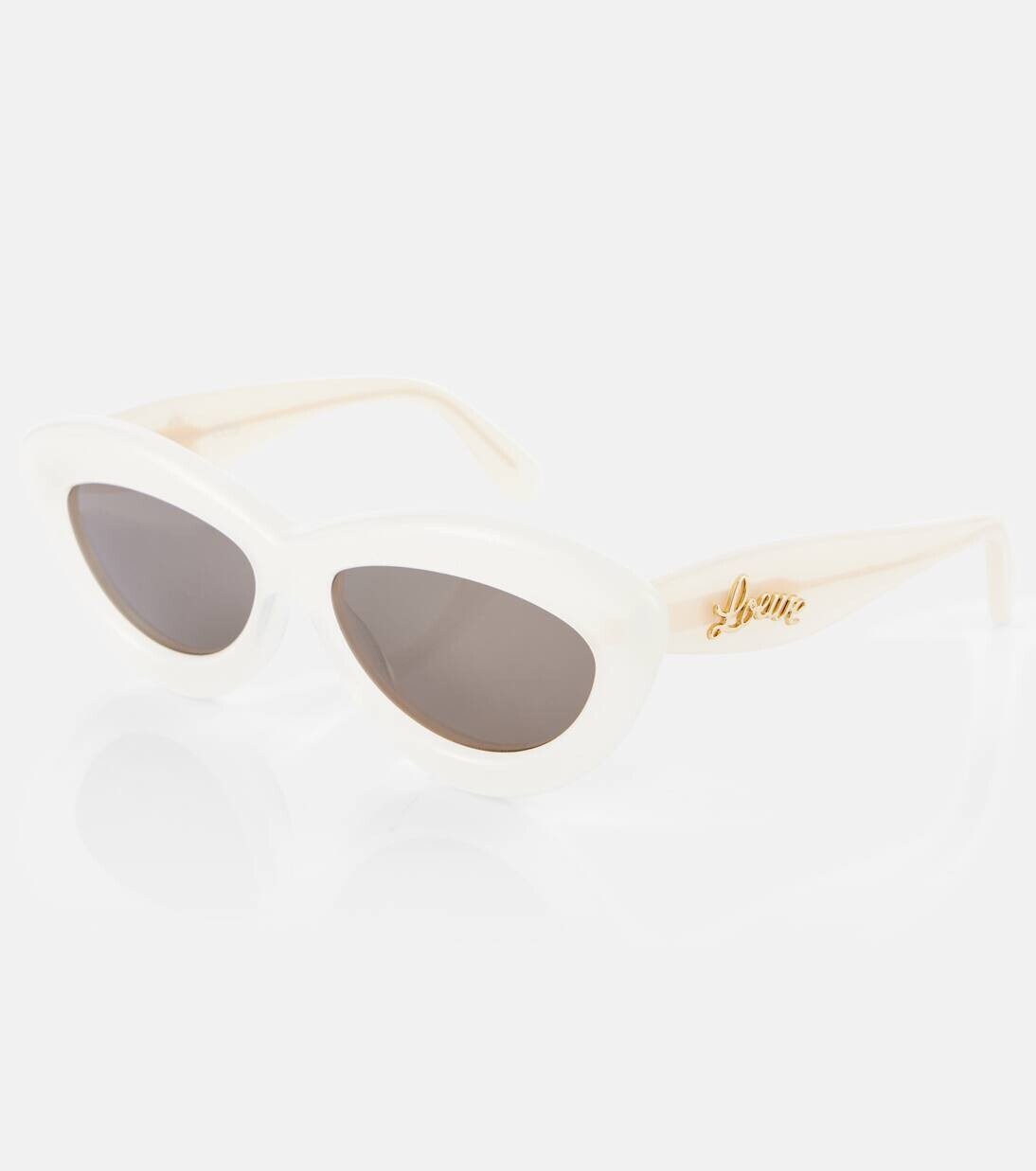 Солнцезащитные очки «кошачий глаз» с логотипом Loewe, цвет ivory/brown — фото 3