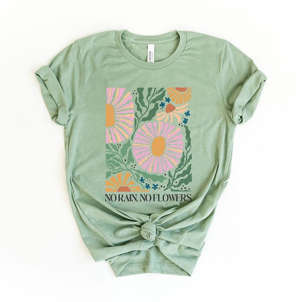 

Футболка с короткими рукавами и рисунком в стиле бохо No Rain No Flowers Simply Sage Market, цвет Sage