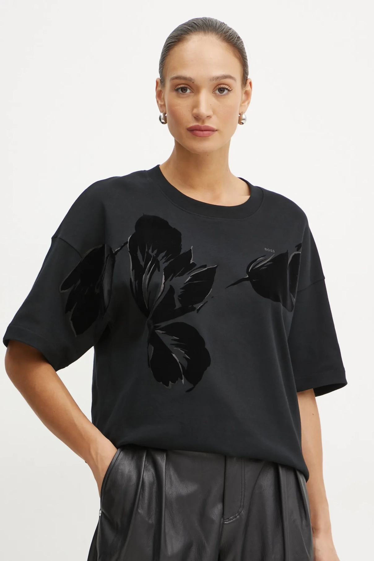 

Хлопковая футболка BOSS, черный