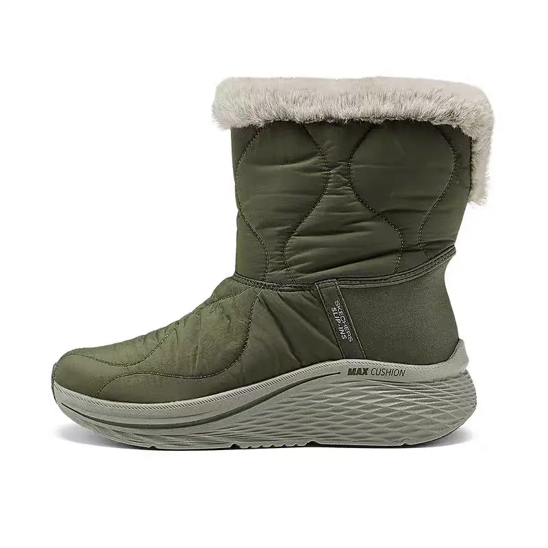 Зимние ботинки женские Skechers стеганые на платформе, зеленый